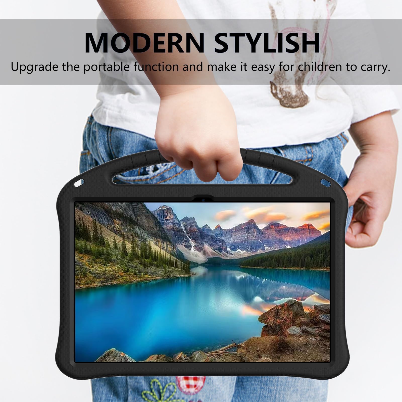 Lekka, odporna na wstrząsy osłona przyjazna dla dzieci, kompatybilna z Samsung Galaxy Tab S11 Ultra 37.1 cm 2025 SM-X930/X936B, ze stojakiem na uchwyt, pogrubiona osłona tabletu z rogiem