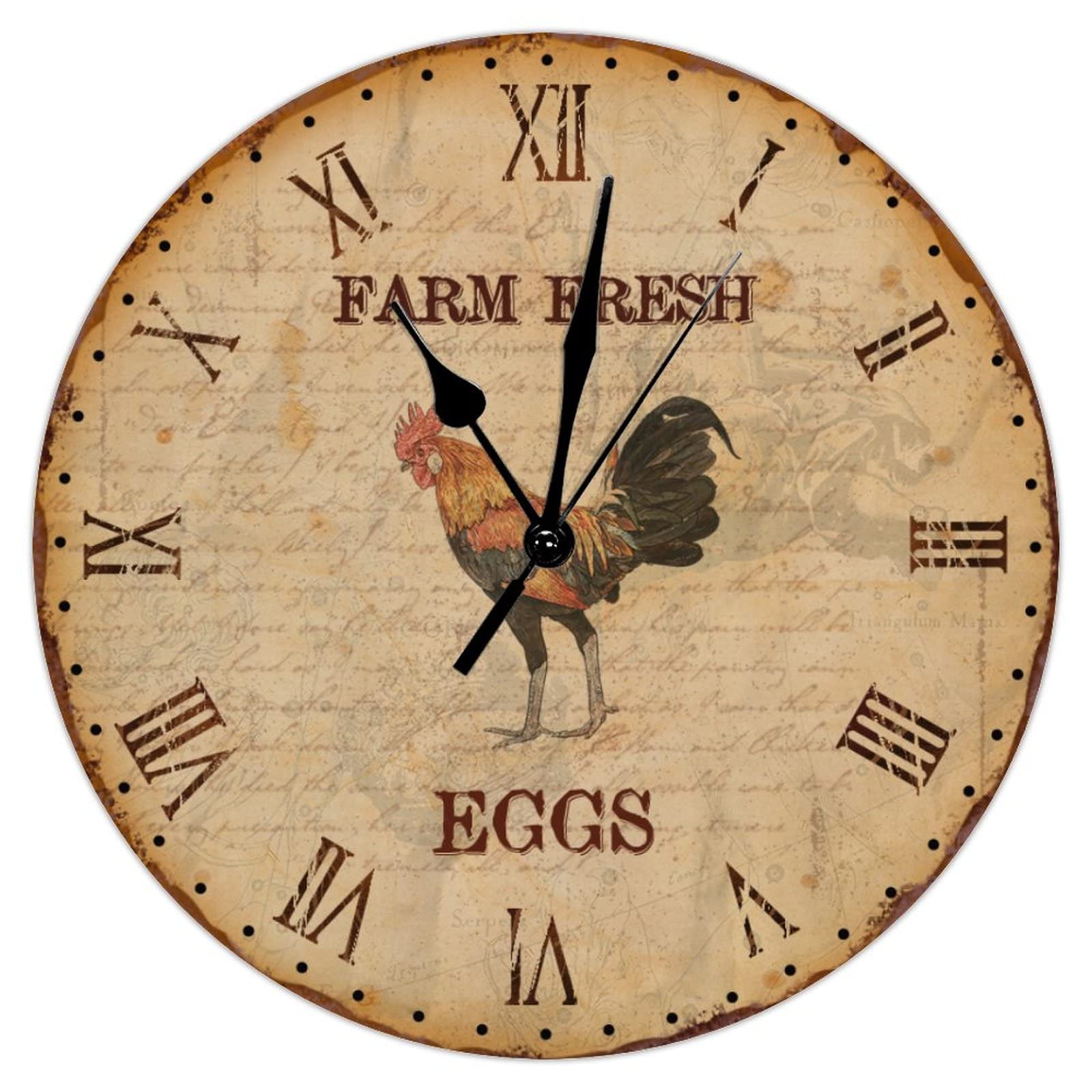 Horloge murale rustique en bois bleu sarcelle grand format 38 cm aux finitions artisanales