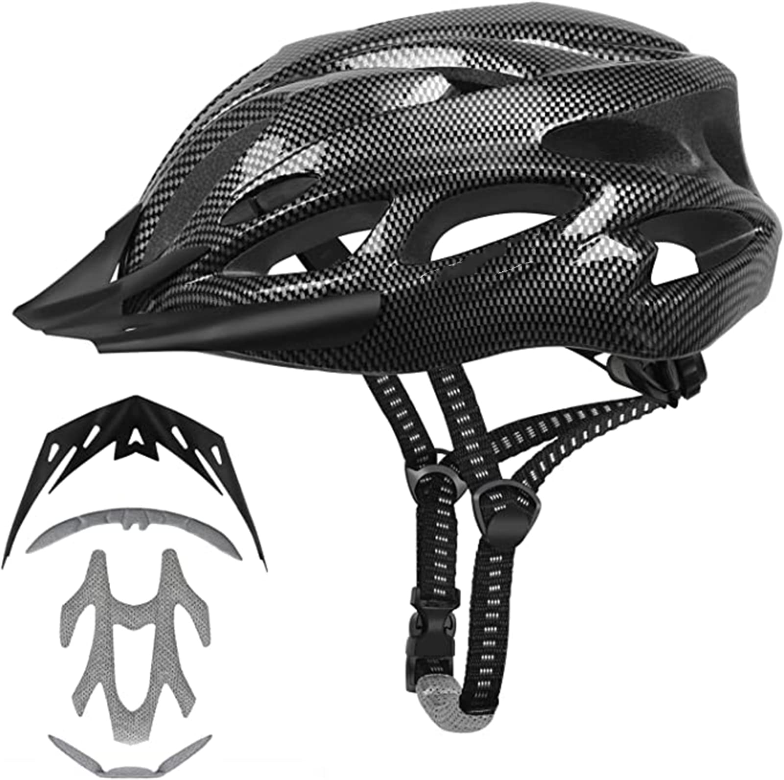 Bike Helmet for Men Women, Adult Bike Helmet with Replacement Pads &Detachable Sun Visor, Breathable Cycling Helmet Adjustable Size Bicycle Helmet for Adults Youth Mountain Road Biker