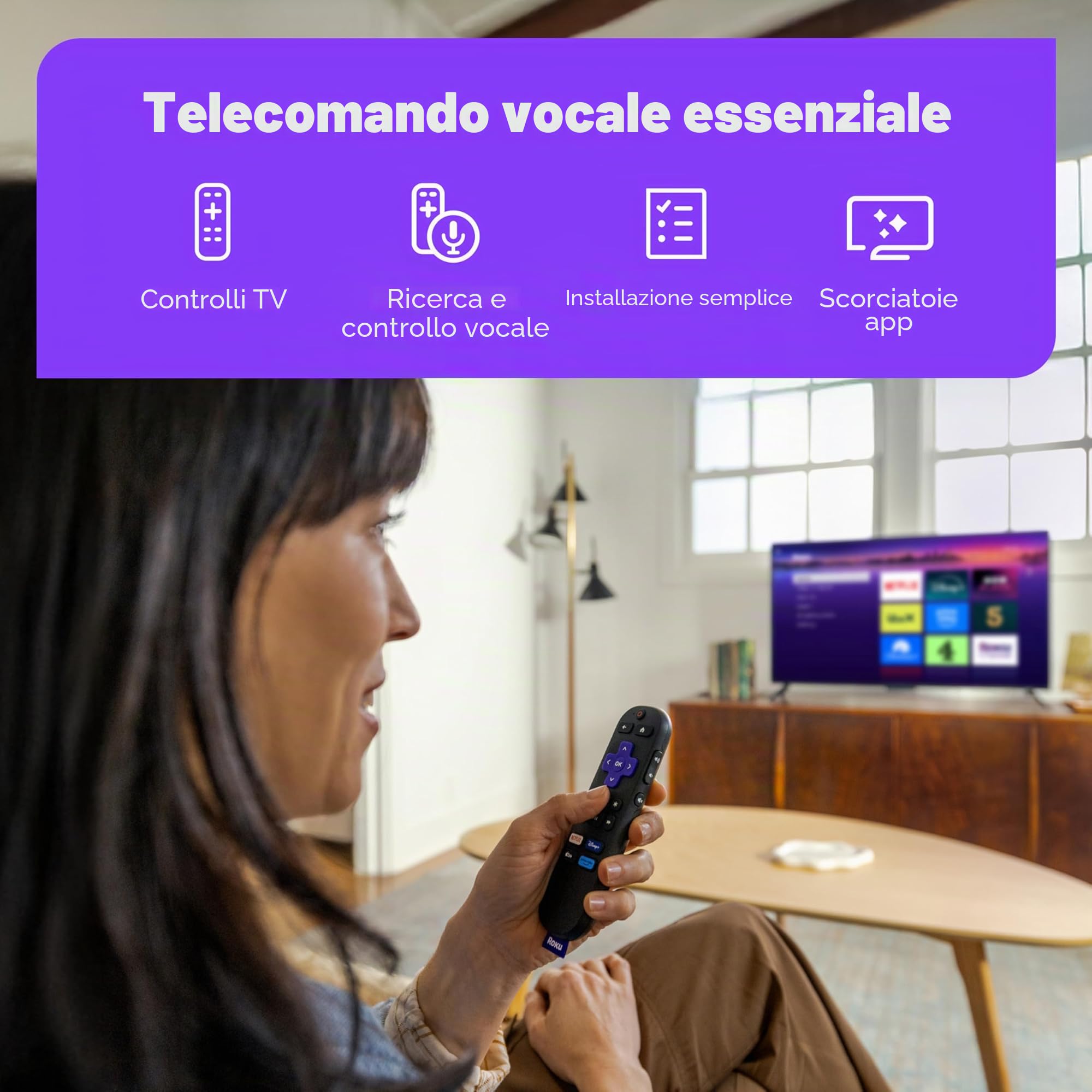Roku® Streaming Stick™ 2025 - Dispositivo di streaming HD Roku per TV con telecomando vocale - TV gratuita e in diretta