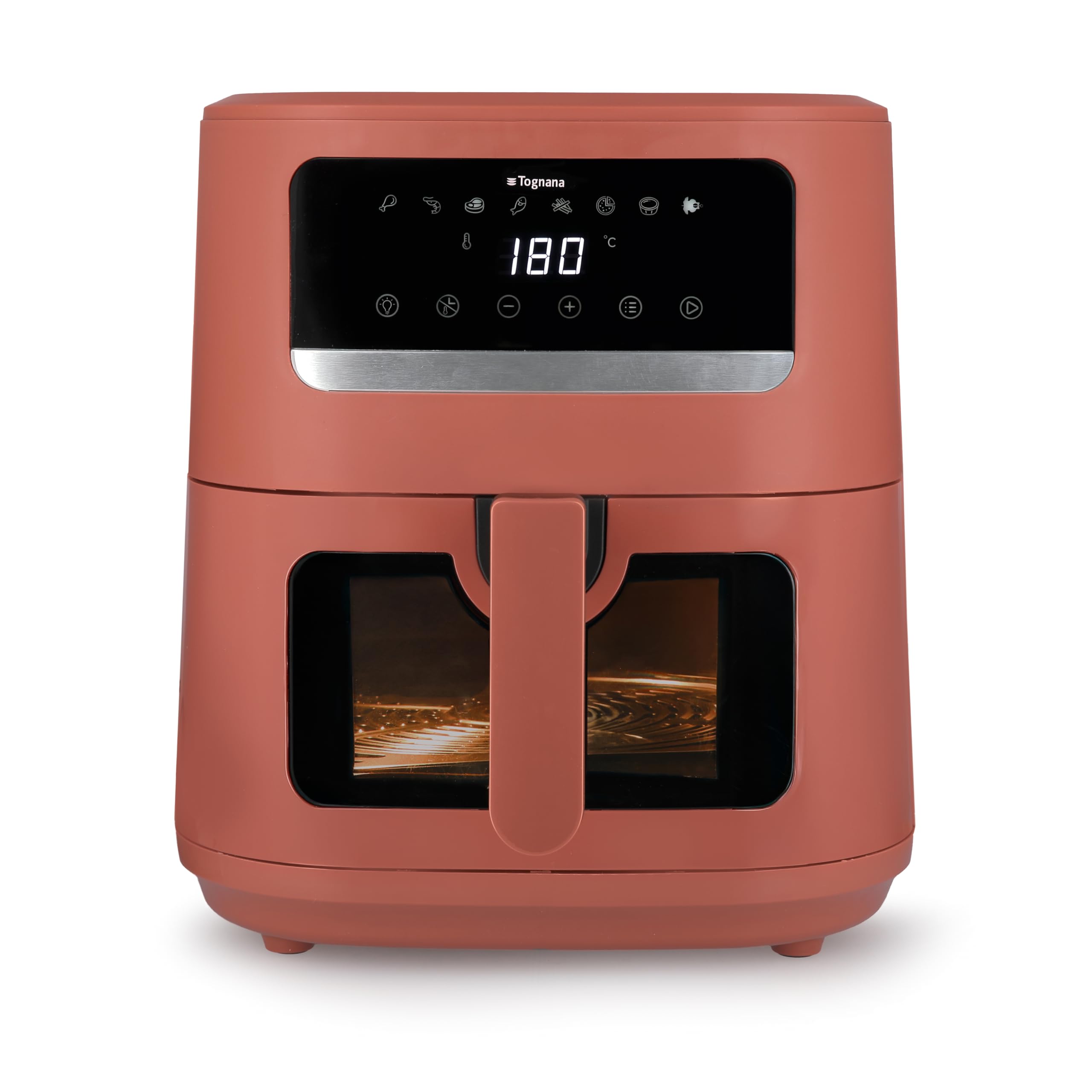 Tognana Iridea, frytkownica powietrzna 8L, podwójny opór, wyświetlacz cyfrowy, timer, 80-200°C, okno, 2000 W, czerwone jabłko