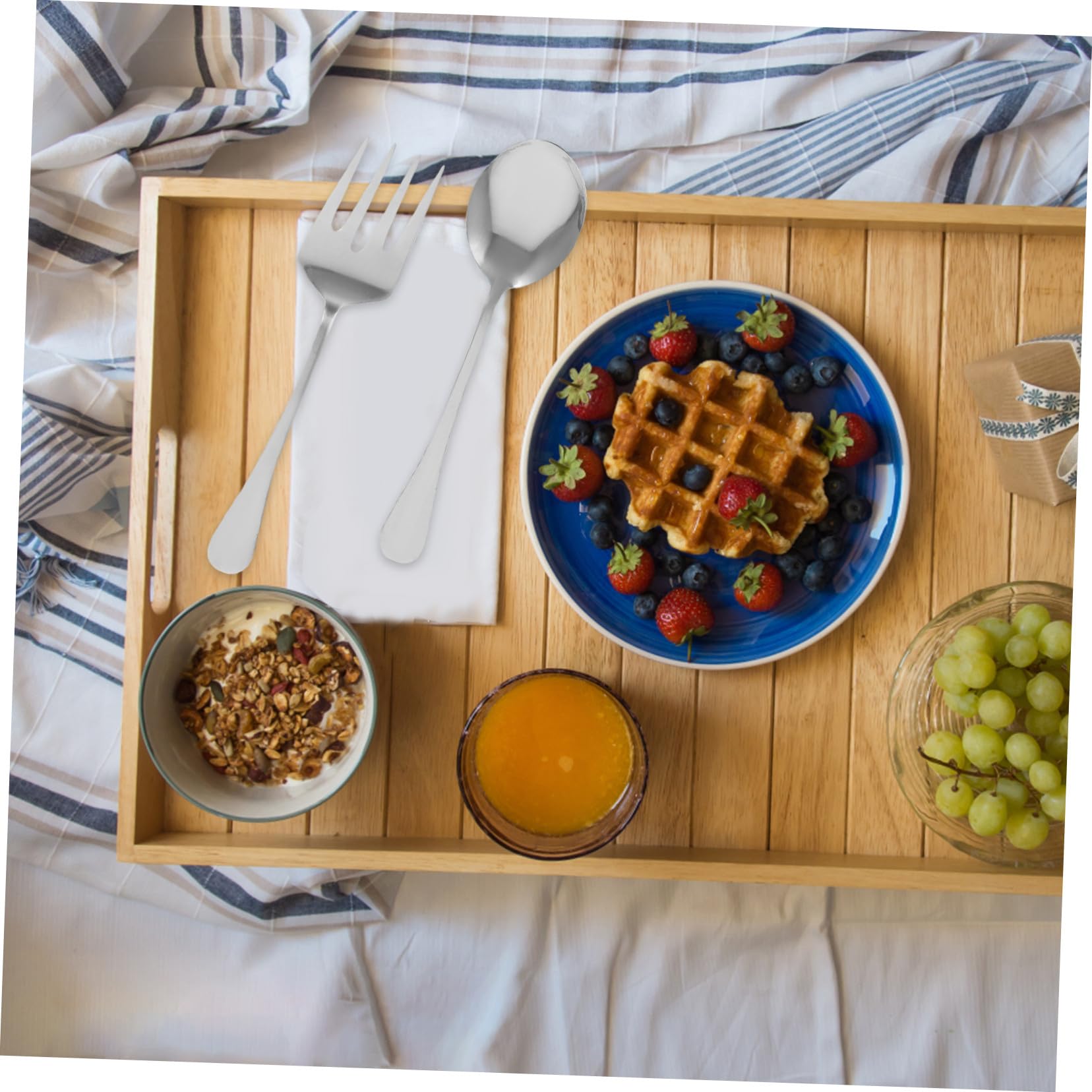 Uonlytech Set di Posate da Cucina Include Forchetta, Coltello e Cucchiaio in Acciaio Inossidabile Argento Design Ergonomico per Pranzi in Casa e Attività All'aperto