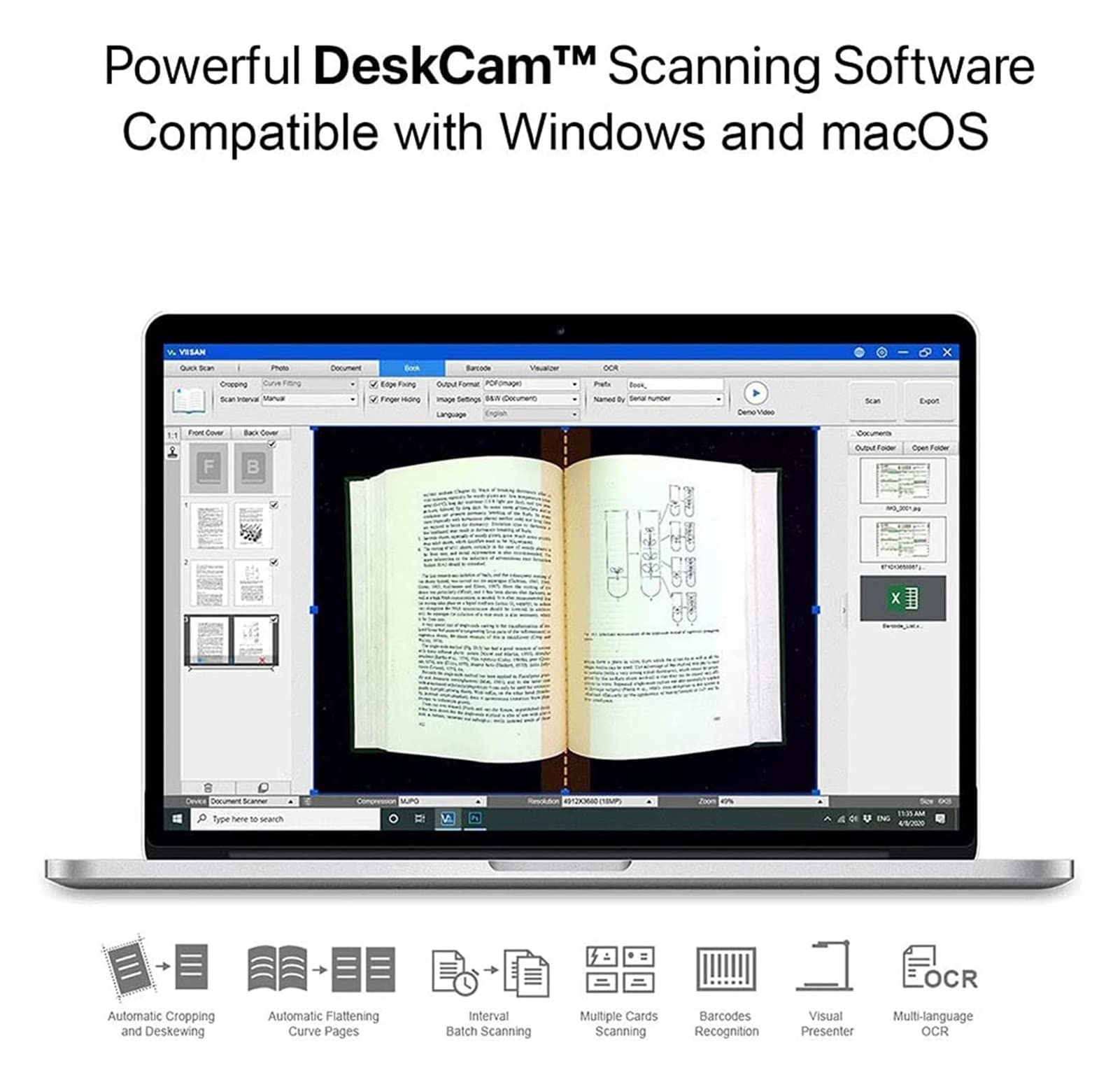Escáner portátil, Vk16 Libro Documento Scanner High Definition 1 6MP Escáner Portátil for Office Teachercapture Tamaño A3 Multi-Idioma(E-U)