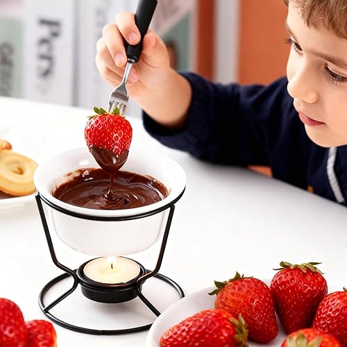 Miniatura 3 de 2 calentadores de mantequilla para mariscos, calentadores de mantequilla de cerámica para chocolate o queso, para fondue, aptos para lavavajillas,