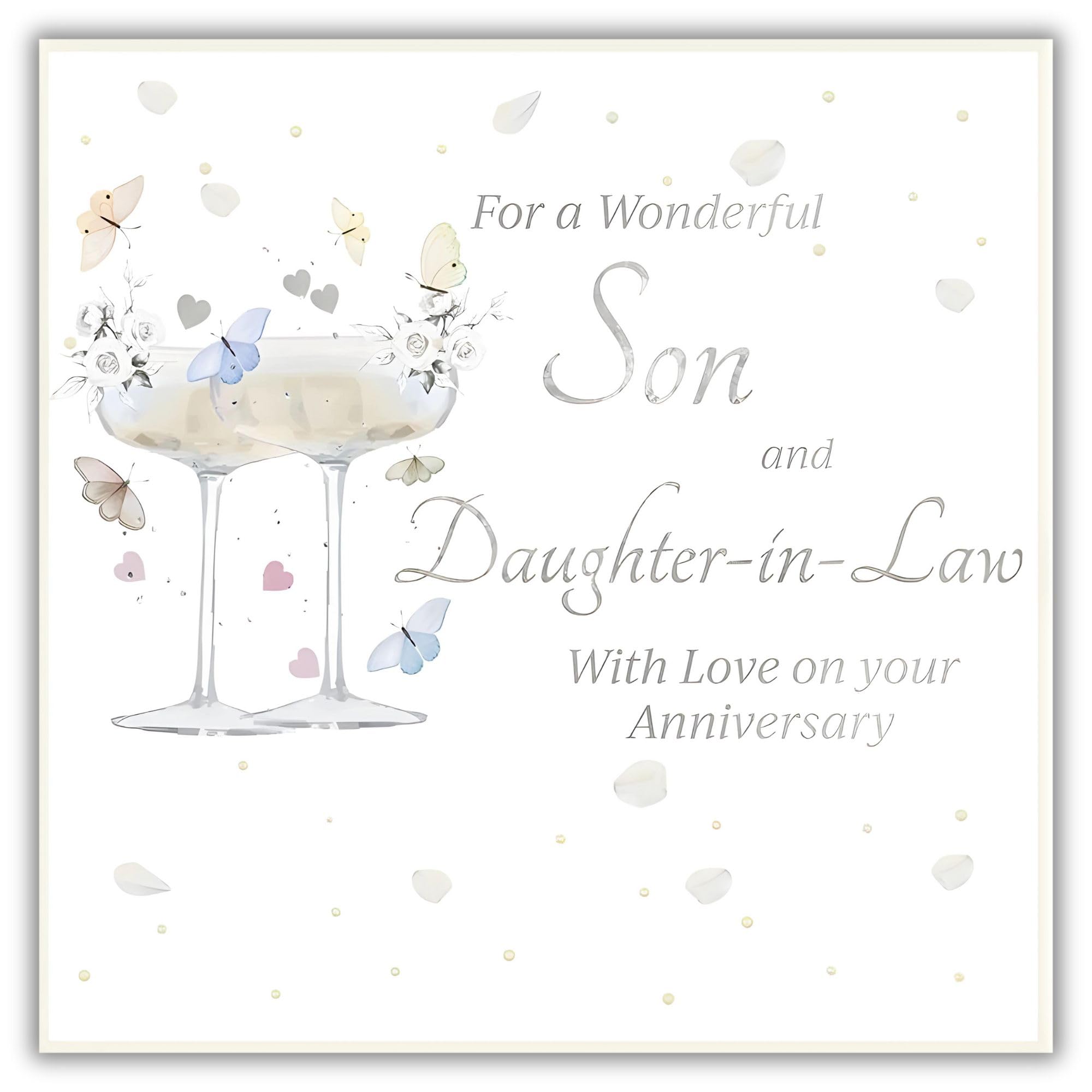 rush designs Illustrated 'Happy Anniversary' Greeting Card, Son & Daughter-in-Law Champagne Coupes