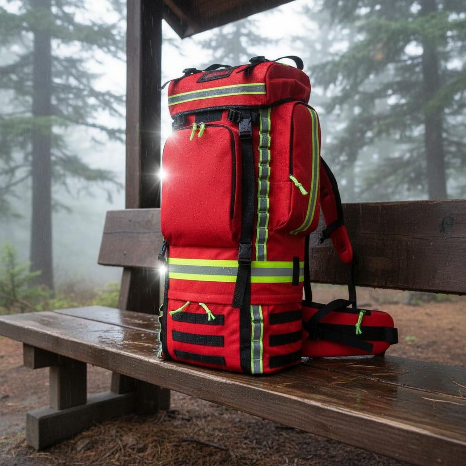 Zaino Impermeabile Modulare Rapido Accesso Tascabili Strutturati Spallacci Rinforzati Materiale Oxford Adatto per Interventi Operazioni Campo, Zaino Di Emergenza Rosso, Array, Rosso
