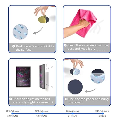 Puntos adhesivos de doble cara – Paquete de 8 almohadillas adhesivas redondas de 2 pulgadas, círculos de montaje de sujeción fuerte para vidrio,