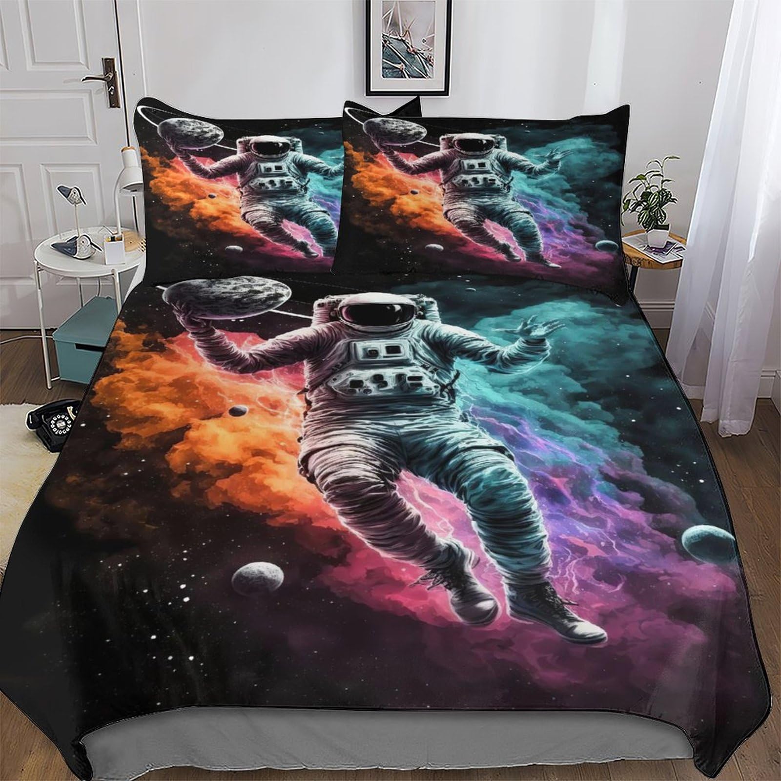 Housse de couette de qualité supérieure en microfibre coton motif astronaute 200x200