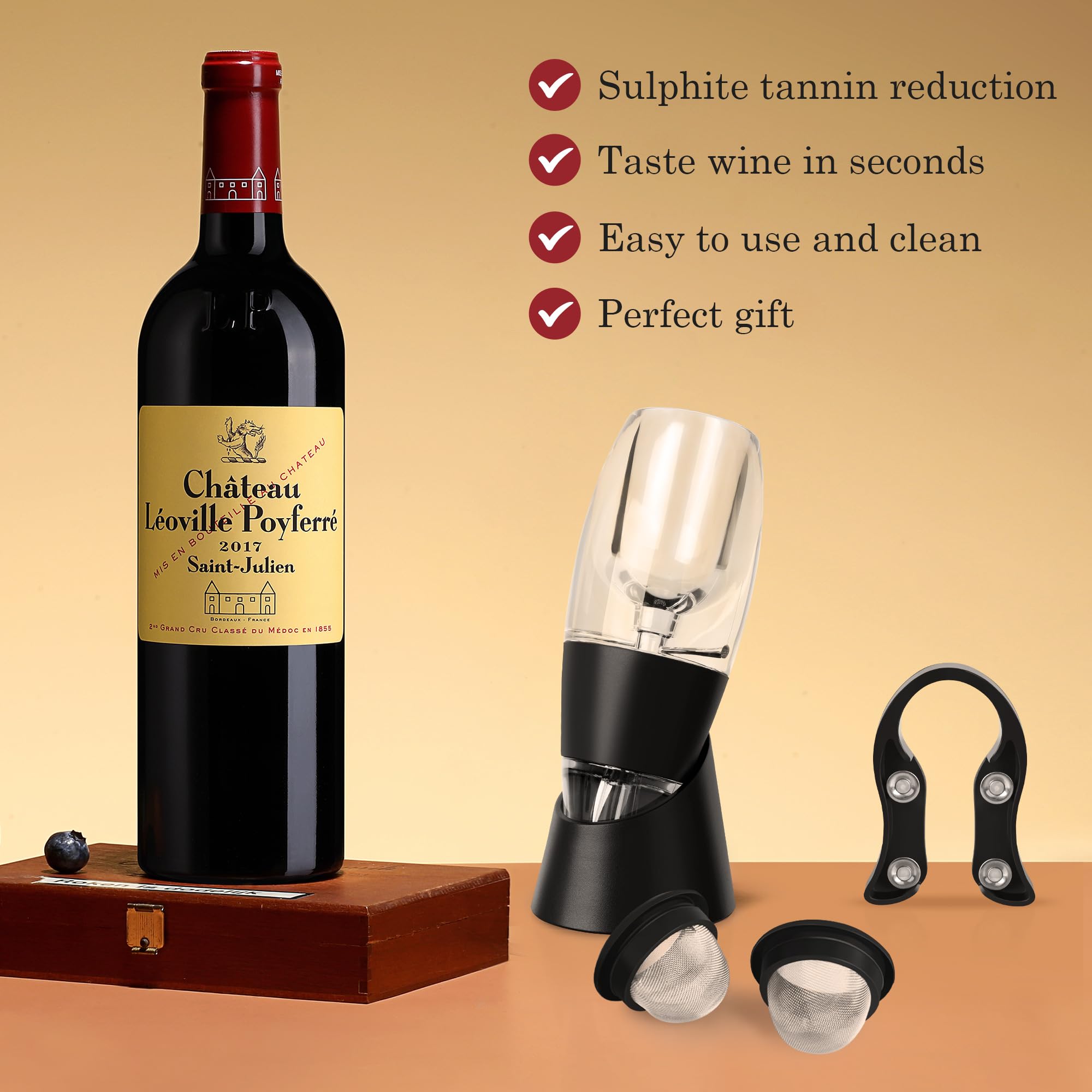 Set Decanter Vino Con Aeratore Istantaneo - Cavatappi, Versatore, Tappo Sottovuoto - Foto 3