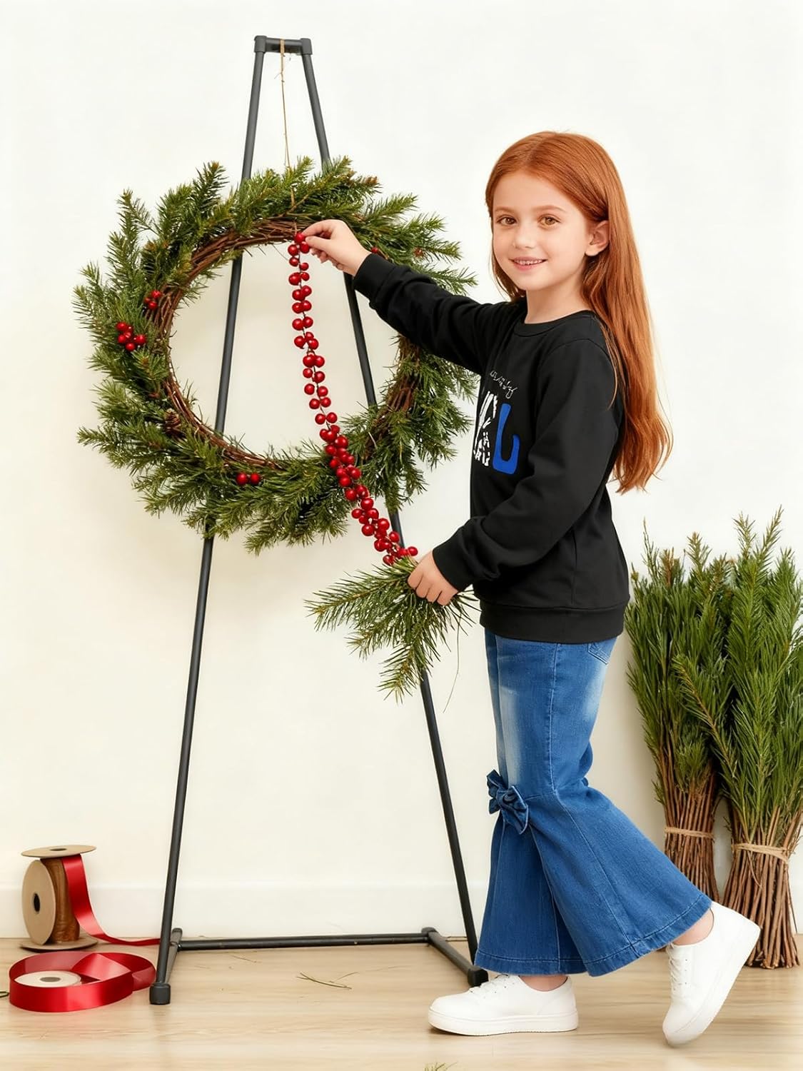 Toddler Girl Clothes Long Sleeve Cartoon & Letter Graphic Top + Fruit Stationery Print Flared Leg Pants - Image 5