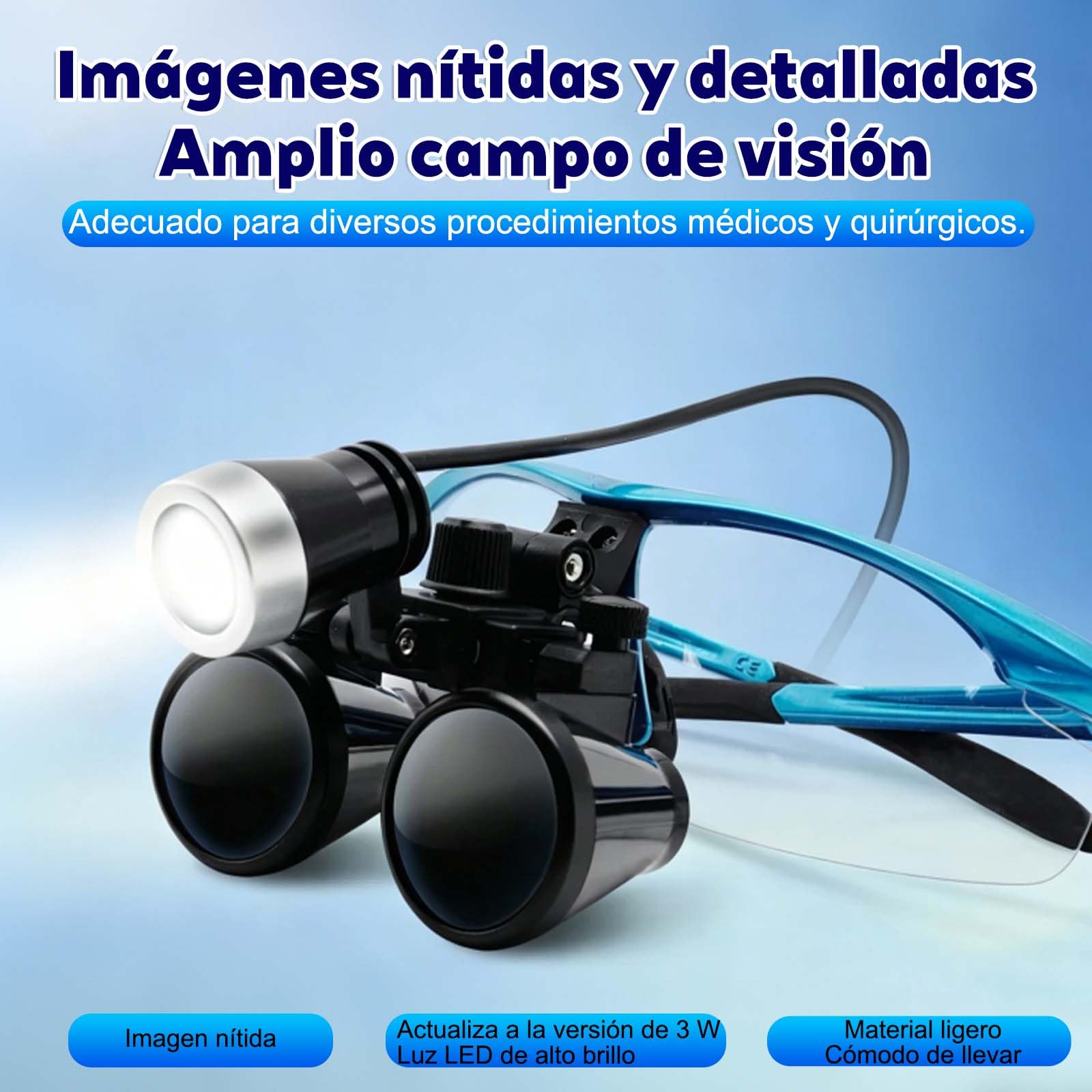 Lupa de 3,5 x 420 mm,de Ajuste de Dos Vías Gafas Mde Lupa Binocular,utilizada en ortopedia, microcirugía, cirugía, cirugía oral, lupas binoculares.