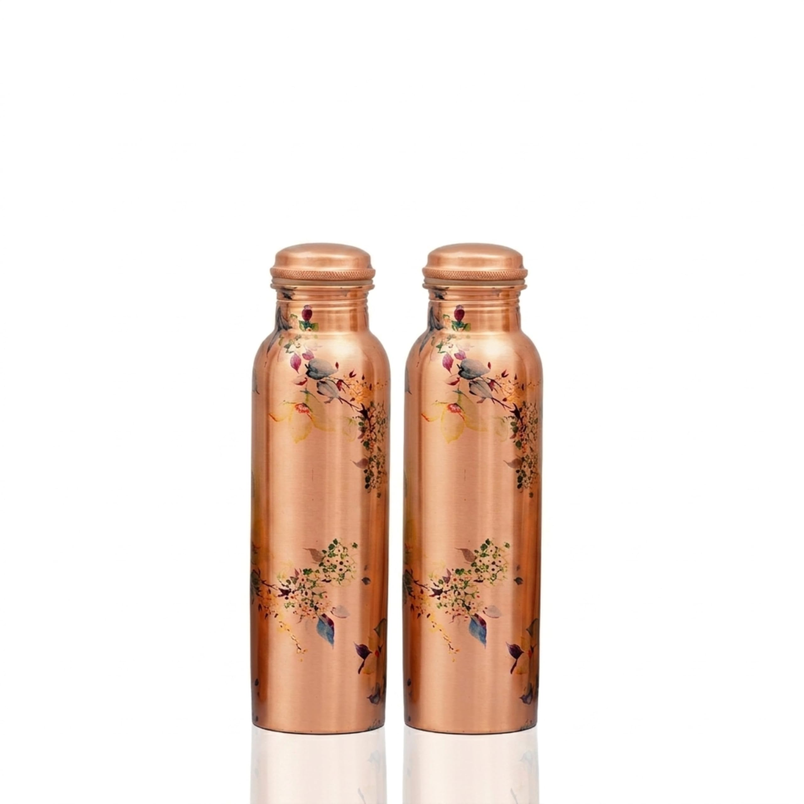 Craft Trade Botella de agua de cobre con estampado floral, diseño
