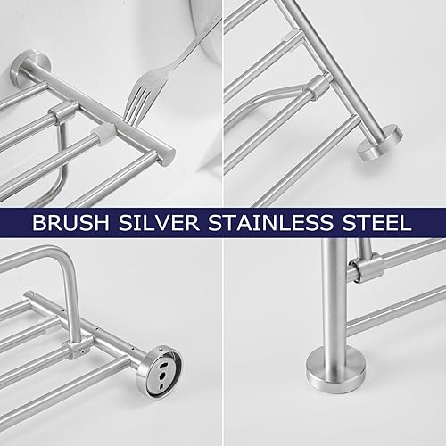 Miniatura 3 de VOLPONE Toallero de baño, toallero de acero inoxidable con toallero, soporte de toalla de 24 pulgadas para baño, montado en la pared, organizador de