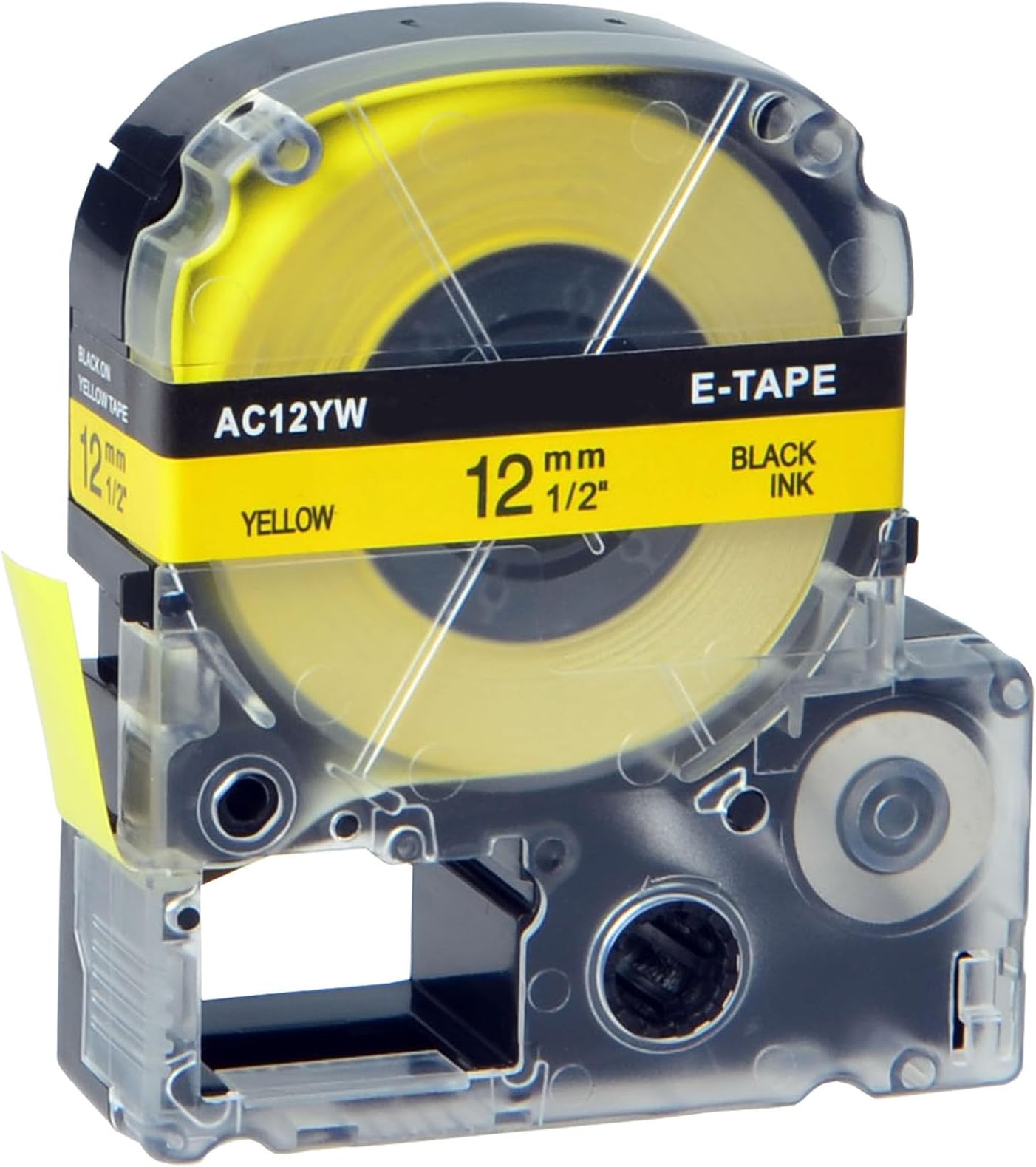 GREENCYCLE Compatible for LW Label Maker Tape 12mm 0.47 LC-4YBW LC4YBW SC12YW Black on Yellow Label Tape for LabelWorks LW-300 LW-400 LW-500 LW-600P LW-K200PX