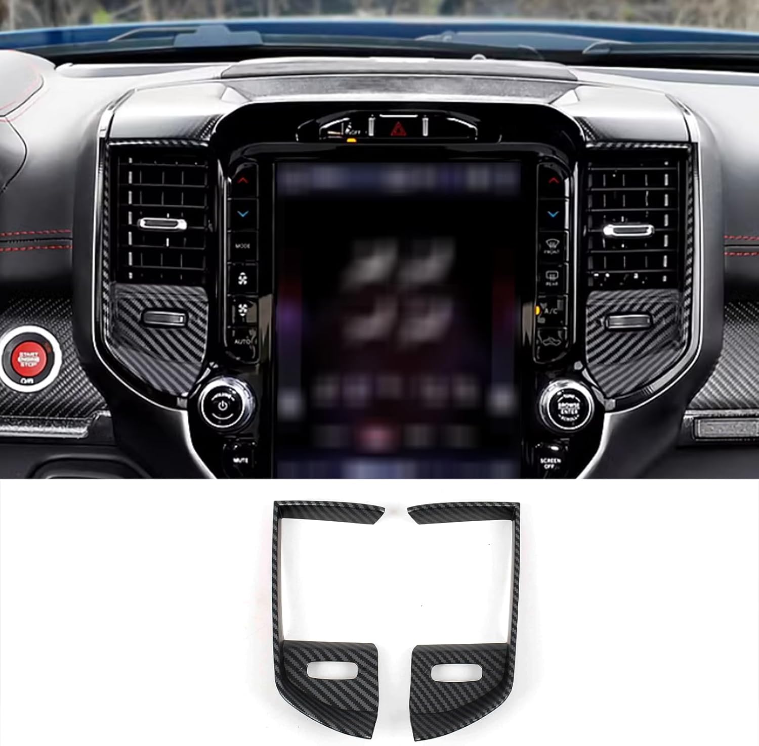 Car Accessories Fit for Dodge RAM 1500 2025 2024 2023-2019 Center Console Navigation Side Panel Cover Trims Middle Air Vent Outlet Panel Molding Trims (Matte Carbon Fiber) 2PCS ABS