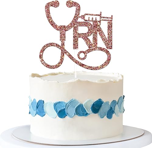 Congrats RN - Decoración para tartas, graduación de enfermería, enfermería, escuela de medicina, decoraciones de fiesta de graduación con purpurina