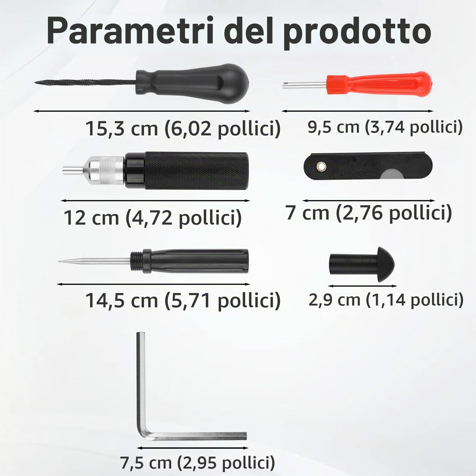 Riloer Set di strumenti plugger per riparazione pneumatici per auto e moto Kit di riparazione per ruote per pneumatici Ugello per sonda con presa a fungo