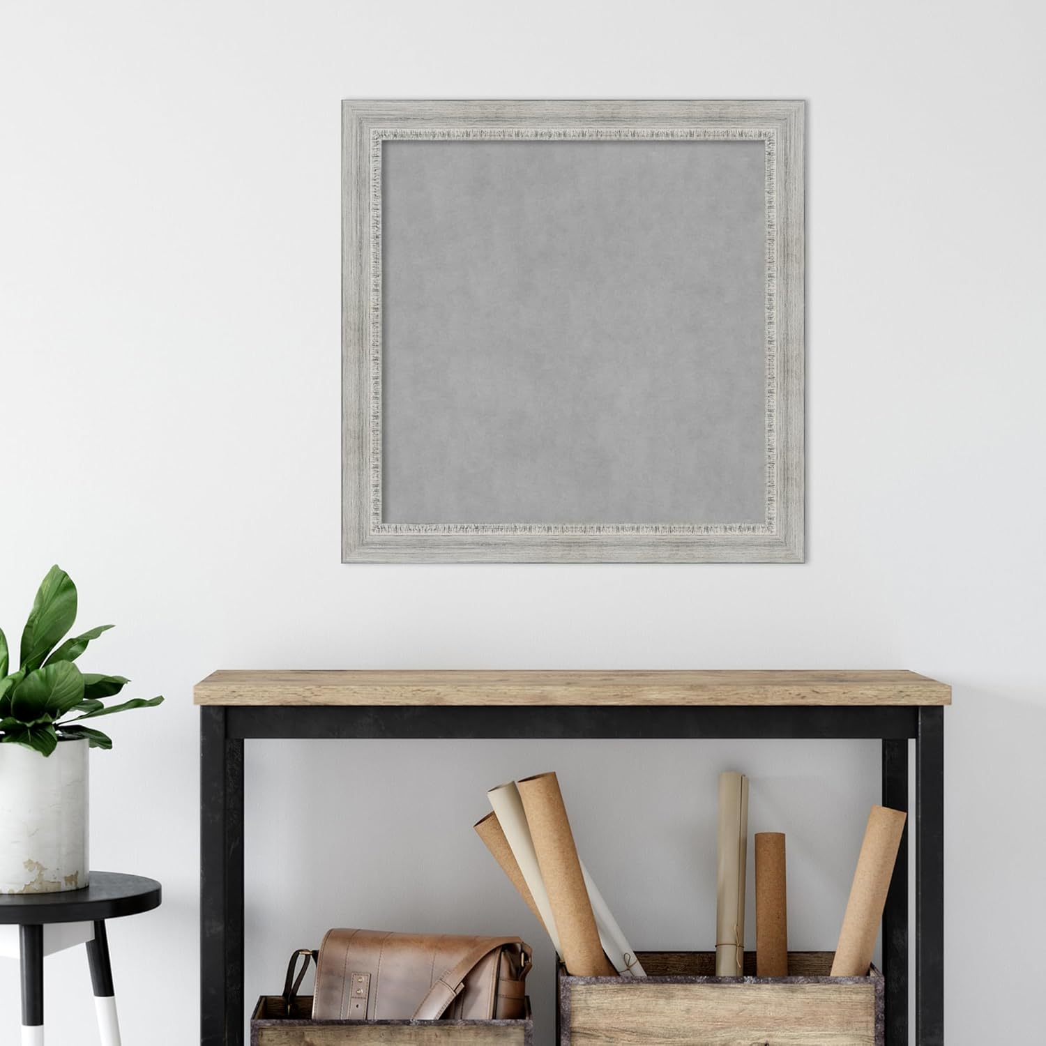 Amanti Art White Framed Magnetic Board 28x28 Medium Vision Board for use with Magnets, 100% Metal Sheet to Display Items as Office Decor or for Home Organization in mudroom, Kitchen or Kids Room