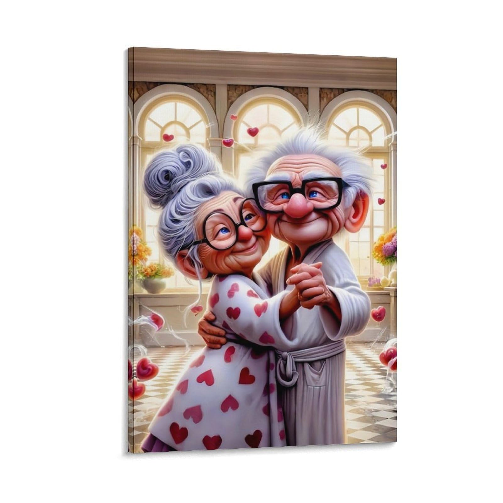 DHBANEIOK Elderly Couple Dancing Poster Artwork Canvas Prints Picture Modern Wall Art Picture Wall Hanging for Dining Room Kitchen Home Office Decor 20x30inch(50x75cm)