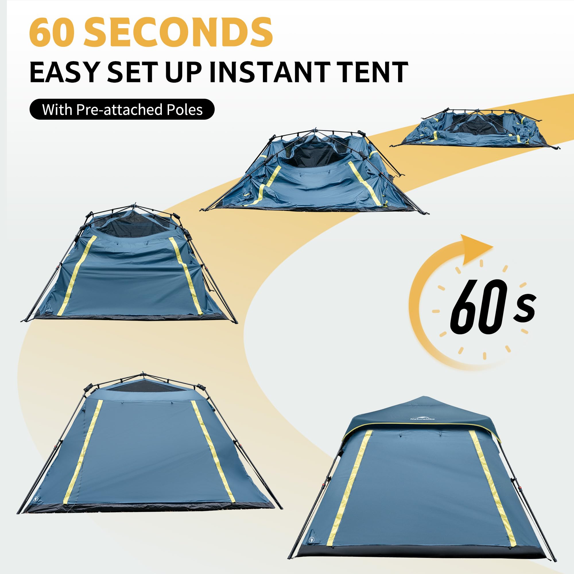 Naturehike Cape-Lite - Tienda de campaña tipo túnel impermeable para 4-6 personas, con PU3000 mm, para camping, viajes en coche y actividades al aire libre