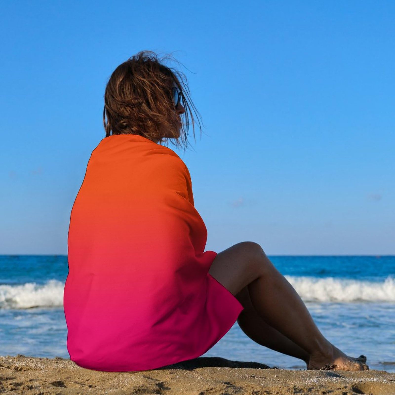 Amazon.com: Nosarte Orange and Neon Pink Ombre Color Beach