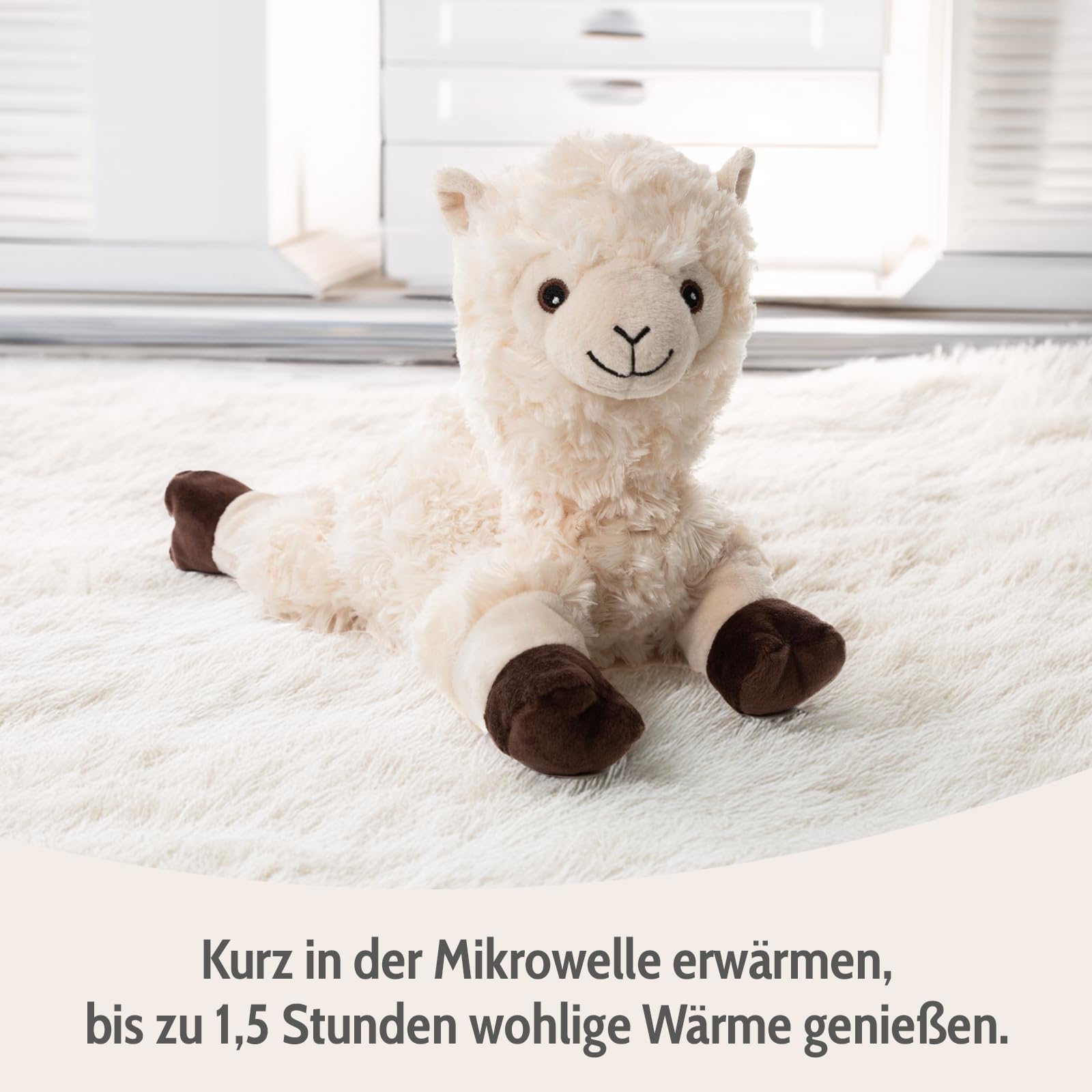 Habibi Cojín Térmico Premium / Juguete de Peluche para Niños y Adultos - Alpaca/Llama 1965 Relleno de Mijo Extraíble - Juguete de Peluche Térmico para Calentar en el Microondas/Horno, También Ideal