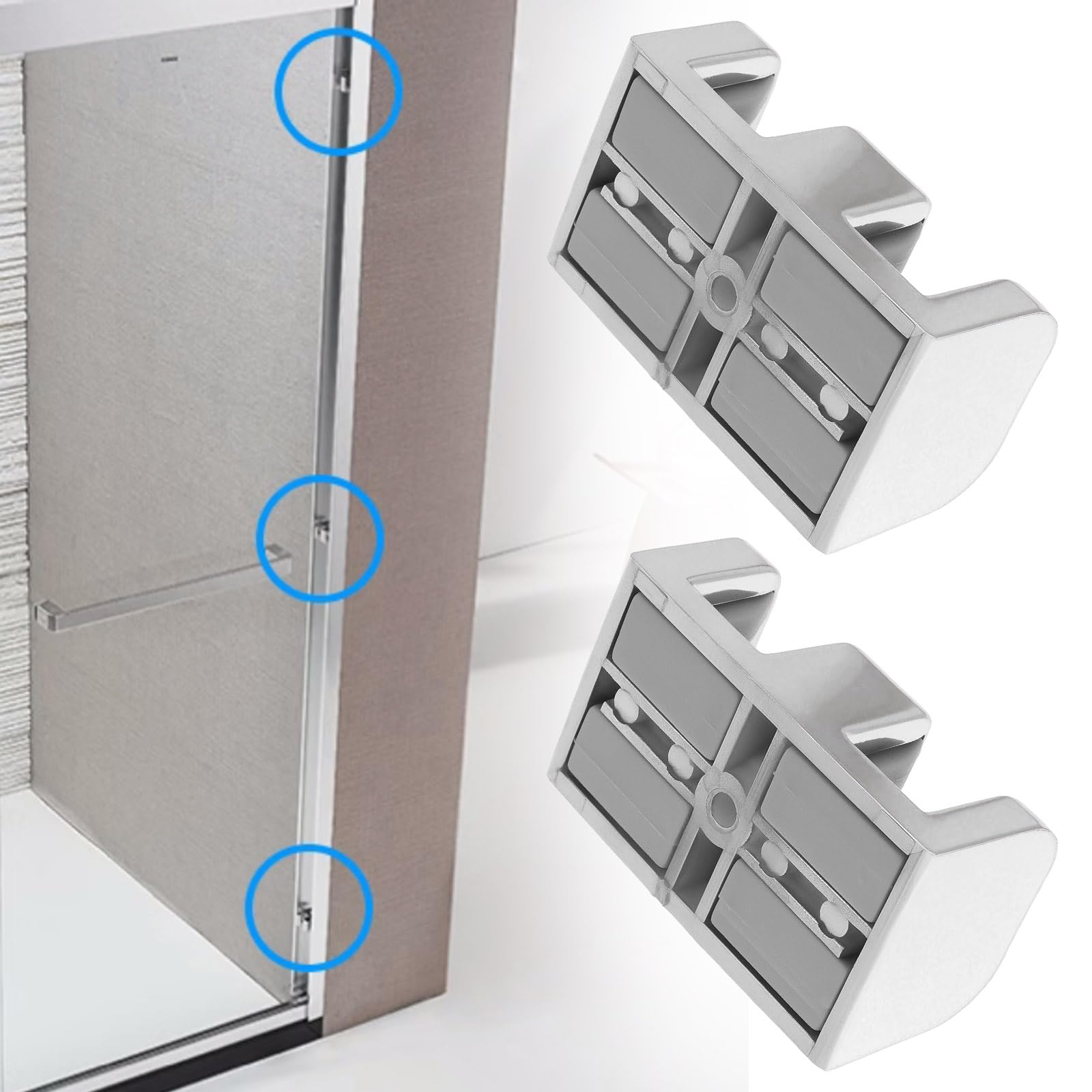 Be In Your Mind 4pcs 8mm Anti-Collision Stopper Side Guide Suitable for Glass Bathroom Sliding Door Shower Room Sliver(50 X 30 X 24mm) - Image 2