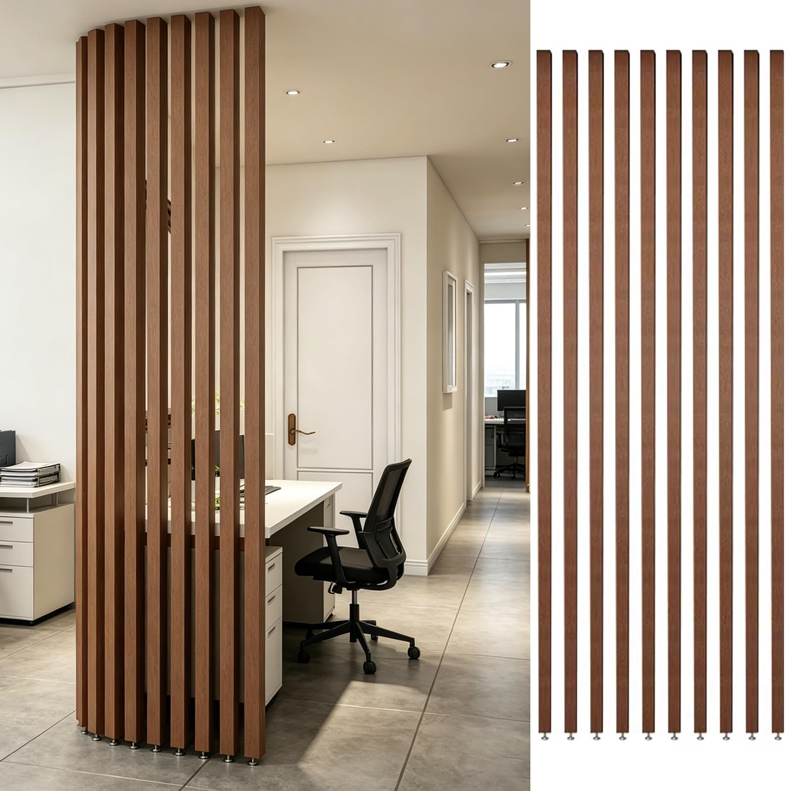 HAIXHX Vertical Solid Wood Privacy Partition Strips, Freestanding Floor Column Room Divider, Decor Space Splitter for Modern Living Rooms, Studio, Entryway(7.05ft/84.6in/215cm)
