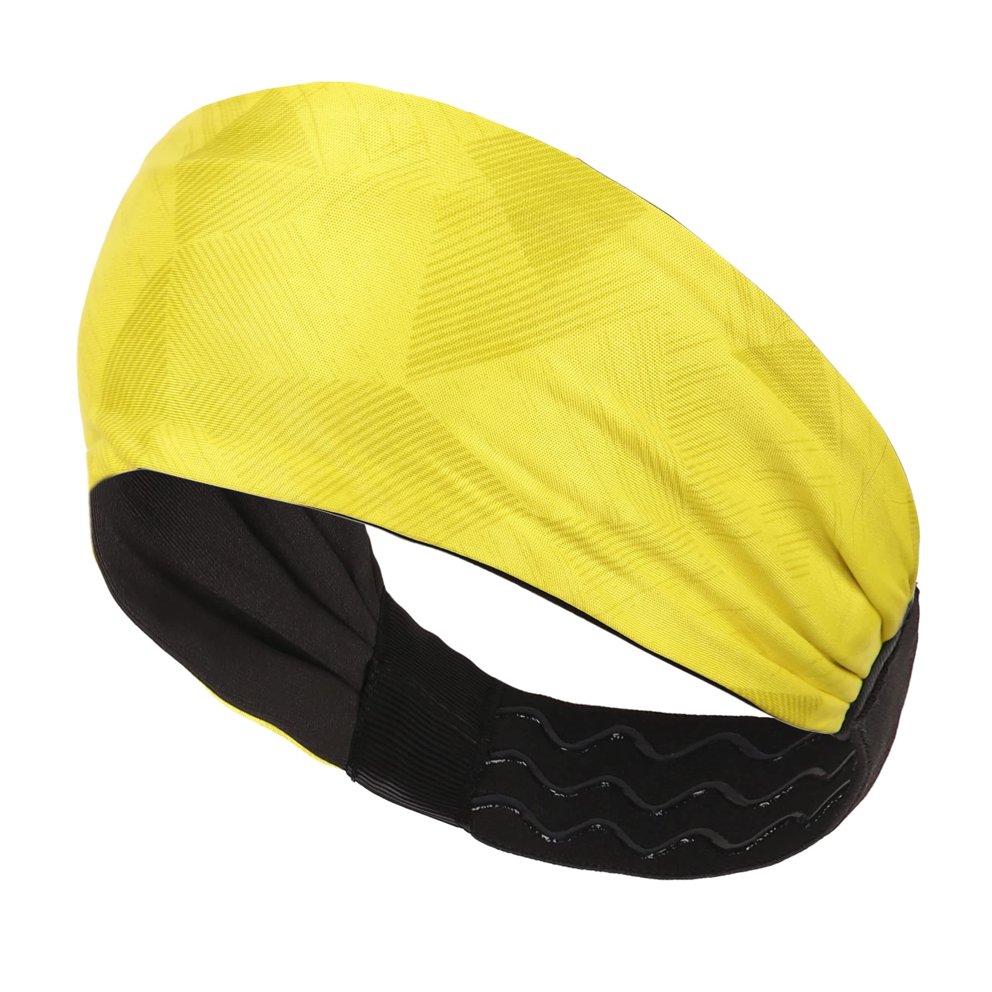 ReDesign Apparels Best Lightweight Headband Workout Sweatbands for Men & Women (One Size, 1pc) Running, Yoga, Cycling, Tennis, Cricket, Badminton | Sports Unisex Hair Band (Geometric Yellow)