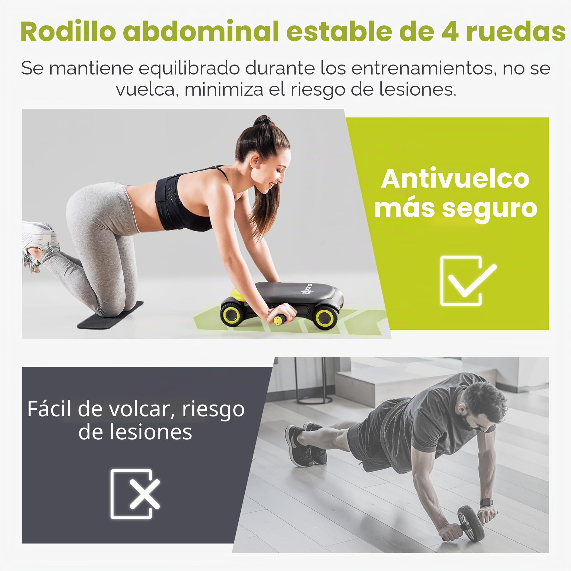 Wonder Core Ajuste deslizante: rodillo para abdominales, máquina de ejercicio, entrenamiento en casa, juegos de fitness, rodillo de rueda abdominal para gimnasio en casa, aplicación de entrenamiento