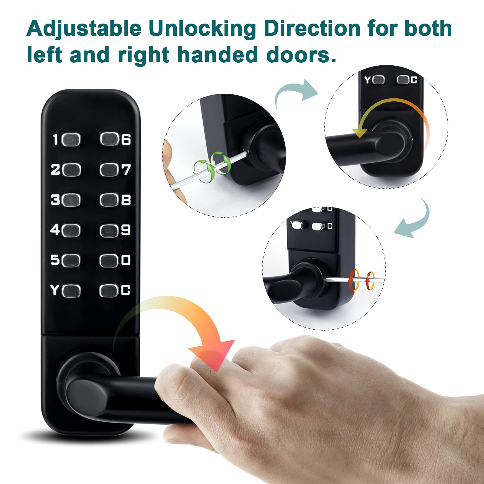 100 Mechanical Keyless Entry Door Lock with Keypad Door Knob