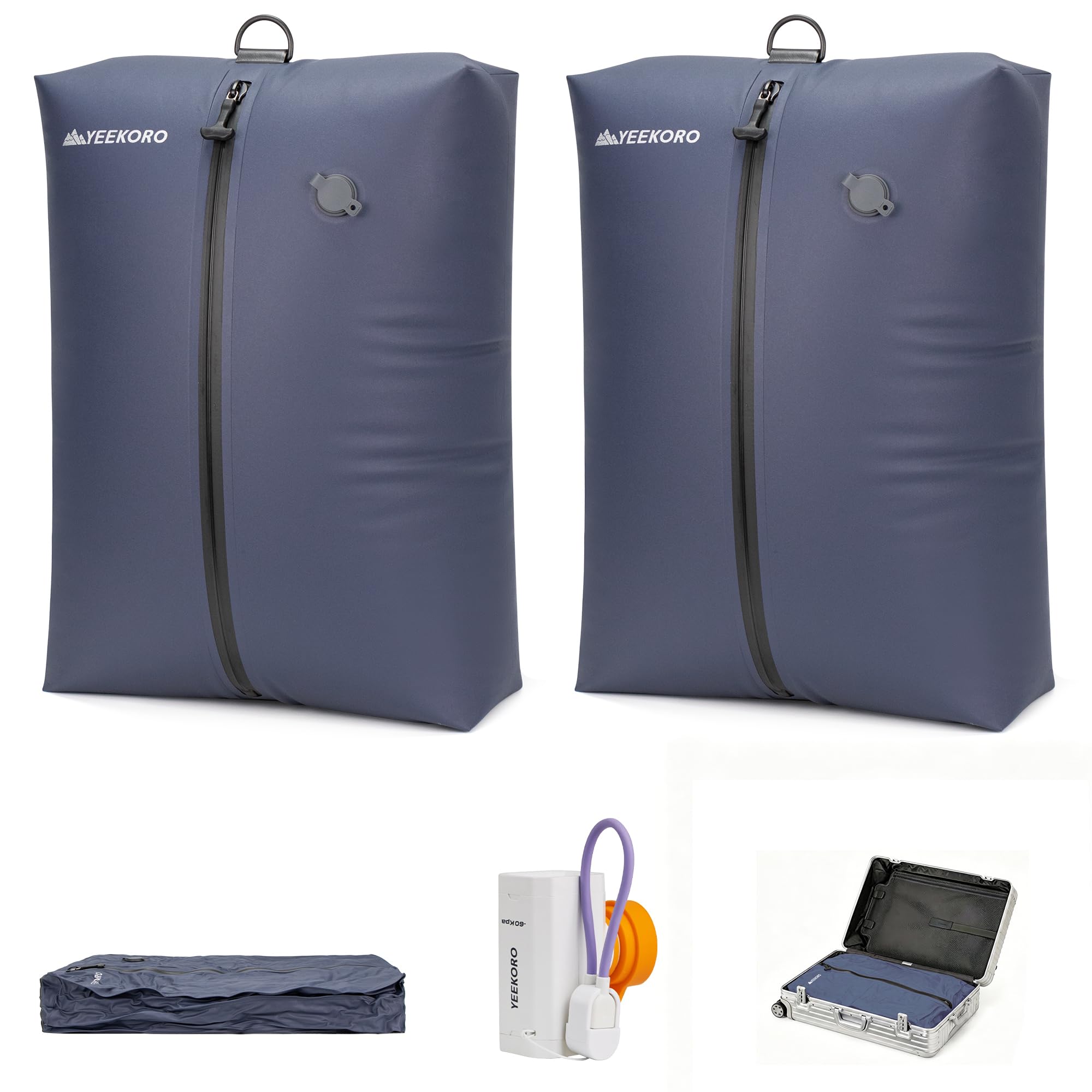 Bolsa de vacío para viajes, bolsas de compresión al vacío profesionales, IPX8, impermeables, reutilizables, antidesgarros, ahorran espacio, bolsas de almacenamiento al vacío con bomba para