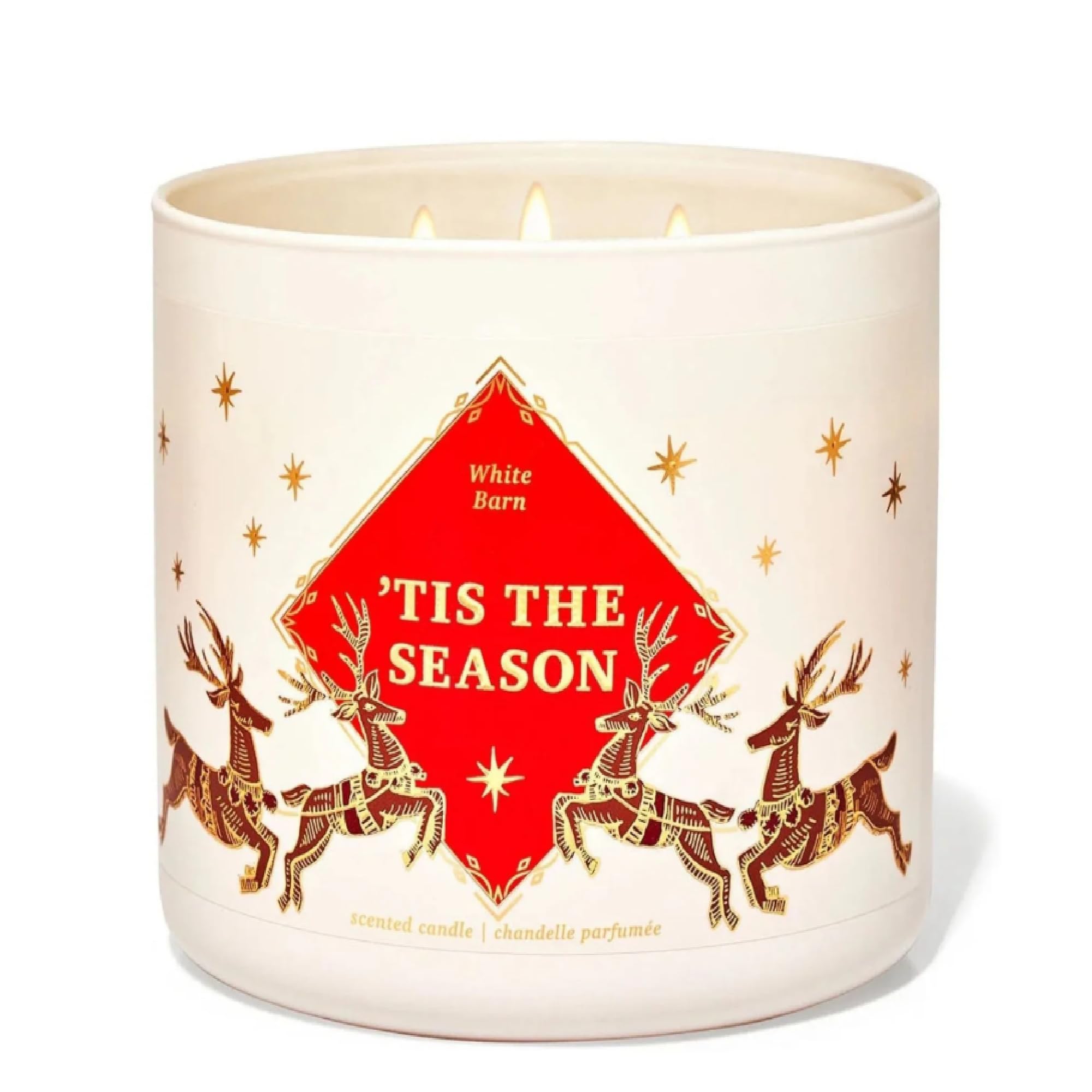 Socialskn Red B.b.w | Tis The Season 3-Wick Candle | 14.5 Oz / 411 G(Rich Apple, Sweet Cinnamon And Cedarwood)