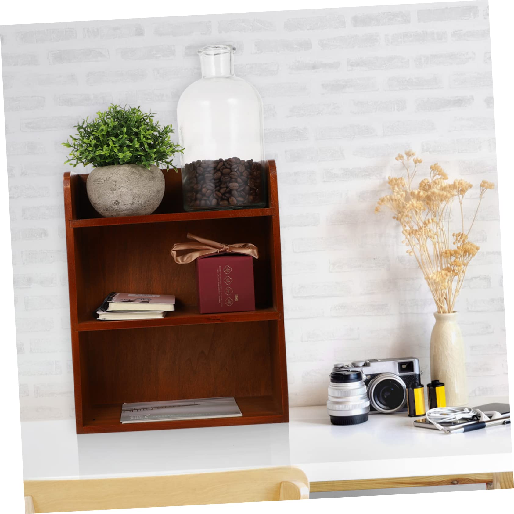 Lot de 2 étagères à épices en bois avec étagère extensible, support mural pour livres et tiroirs de rangement de bureau