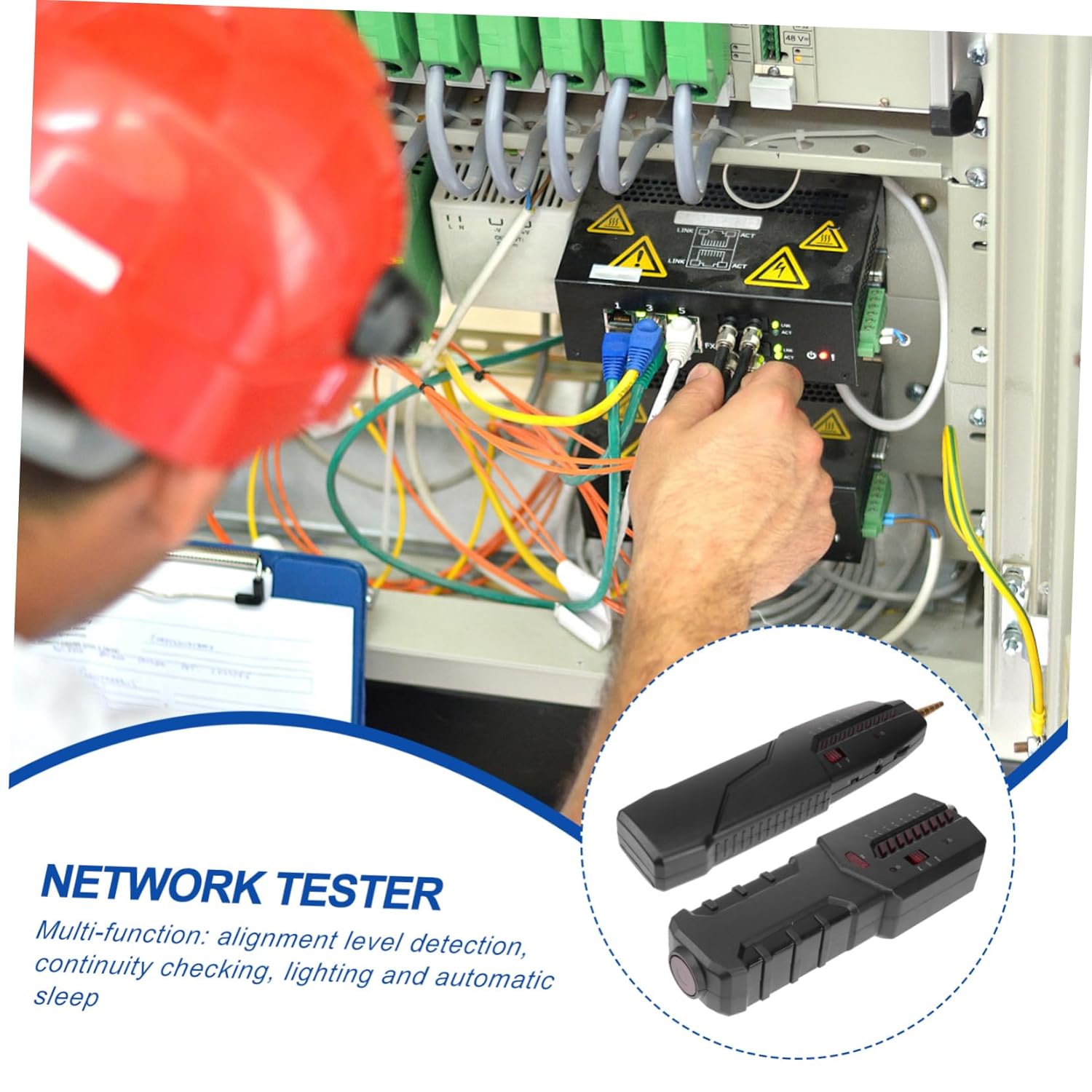 1set Network Cable Tester Multi-Function Wire Tracer Toner Distance Ethernet Line Transmitter Receiver Voltage Safe Use for Open Circuit Reverse Connection Testing