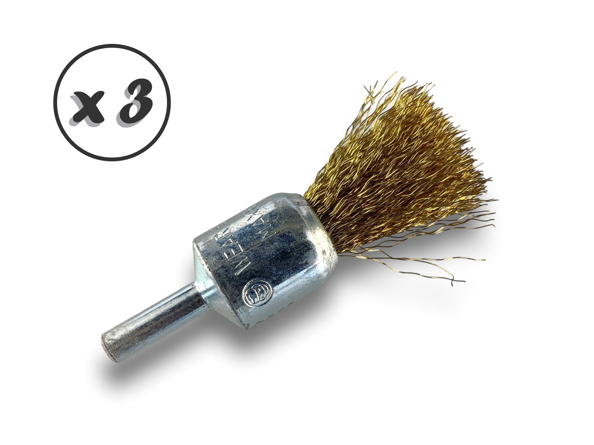 Kibros Lot 3 brosses en bout pinceau tige Ø 6 mm fil laiton souple Ø 18 mm