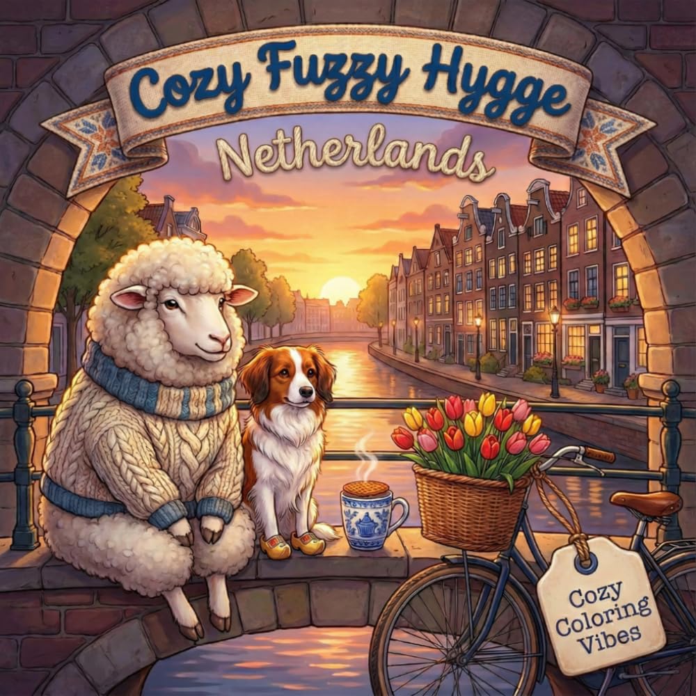 Cozy Fuzzy Hygge Netherlands: Fun Easy Bold Line Design Dutch Coloring Book | Peaceful Village Life, Adorable Animal Travel Scenes | Creative ... Fuzzy Hygge World Travel for Stress Relief)