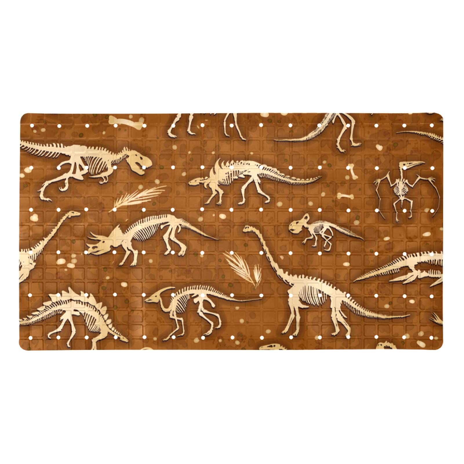 Tapis de bain os de dinosaure antidérapant et antibactérien marron