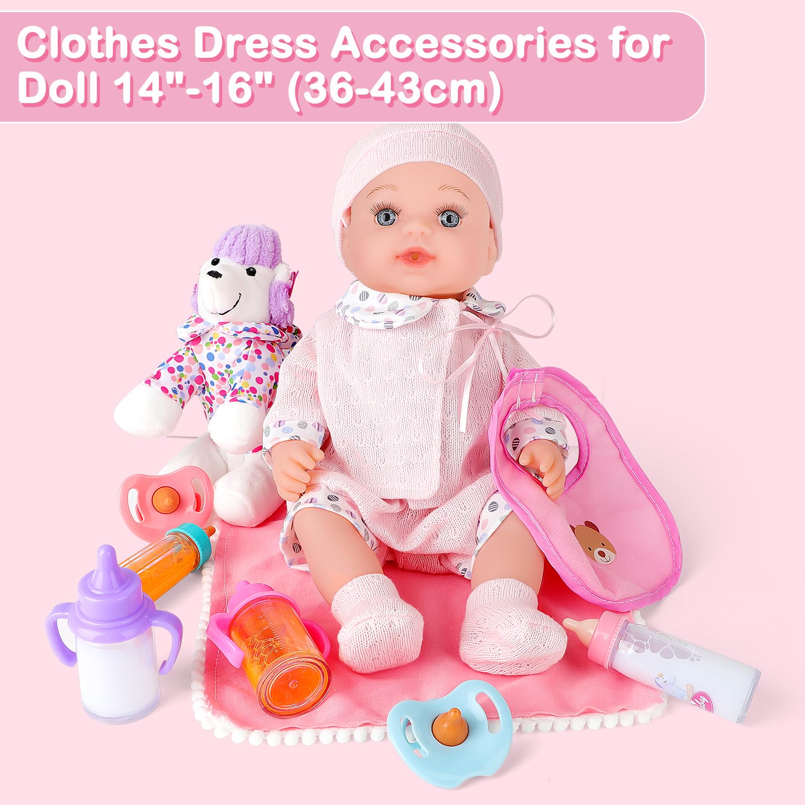 Ensemble de jeu de lit de poupée avec 12 accessoires KD202