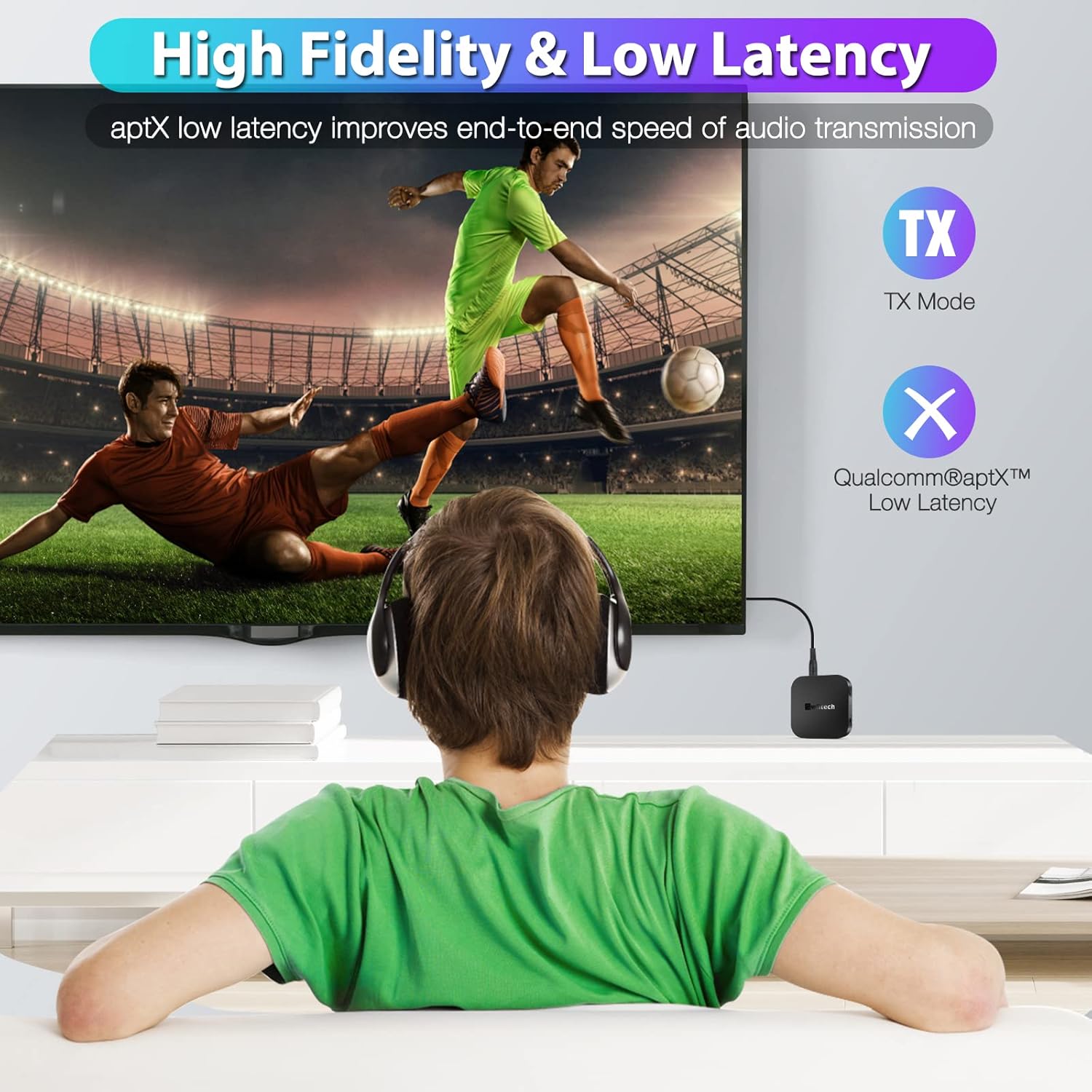 Swiitech Bluetooth Transmitter Receiver, 2-in-1 Bluetooth AUX Adapter, V5.0 Bluetooth Adapter for TV/Car/Speaker/Home Stereo/PC, Pairs 2 Devices Simultaneously, aptX Low Latency (TR-01) : Electronics