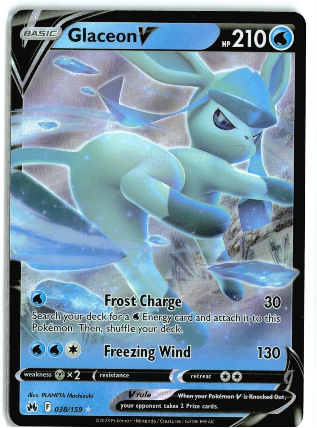 Pokemon – Glaceon V 038/159 – Crown Zenith – Single Card– Single Card