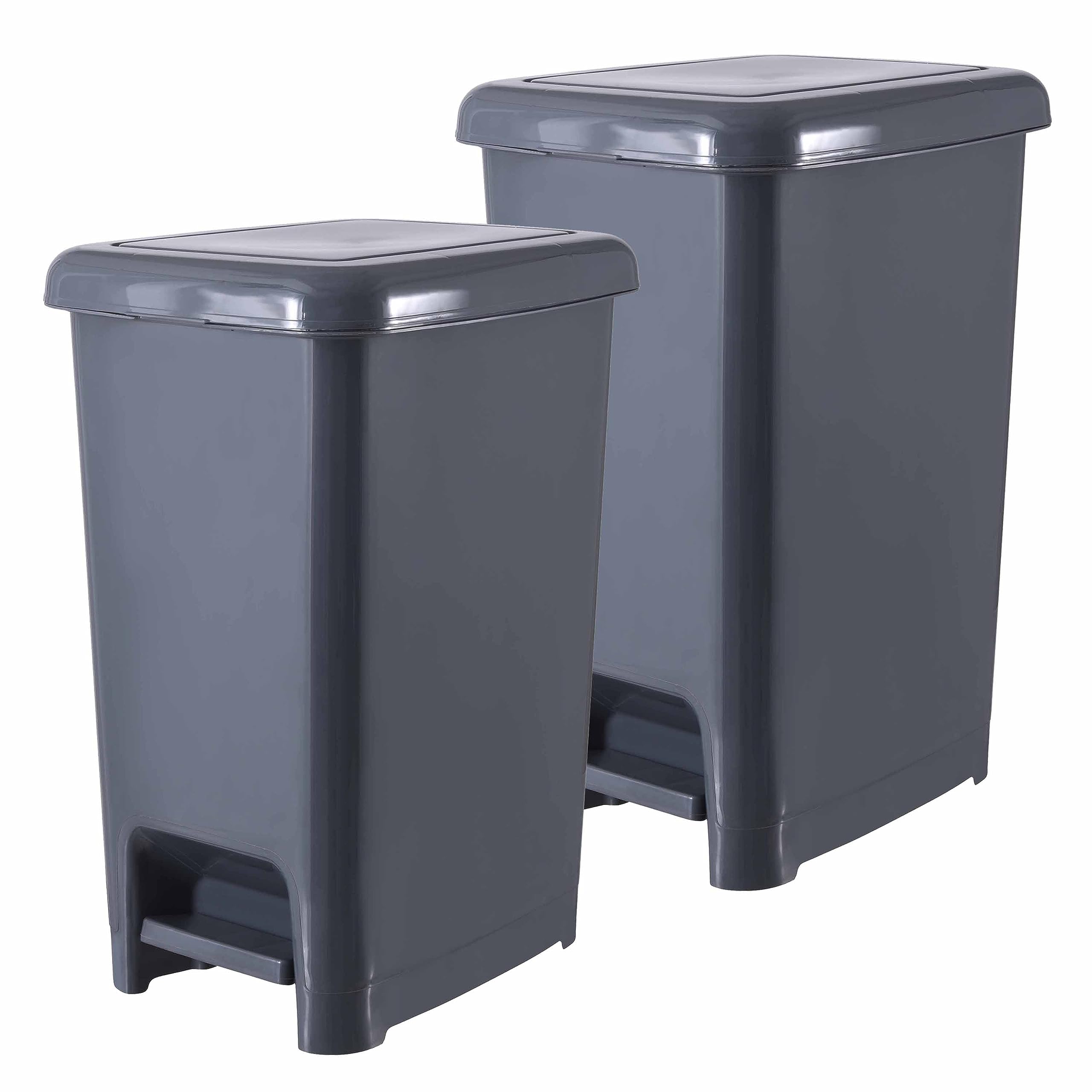 Superio Slim Trash Can with Foot Pedal – 10.5 Gallon Step-On Trash Can with Lid, Large Plastic Garbage Can, Trashcan for Bathroom, Kitchen, Office,