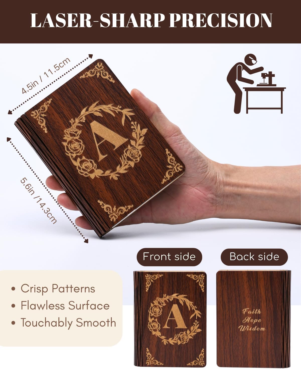 Folding Book Lamp with Engraved Letter A，Rechargeable Book Light for Home Decor,Travel,Paper Reading Light for Book Lovers & Letter Enthusiasts，Valentine's Day Gift
