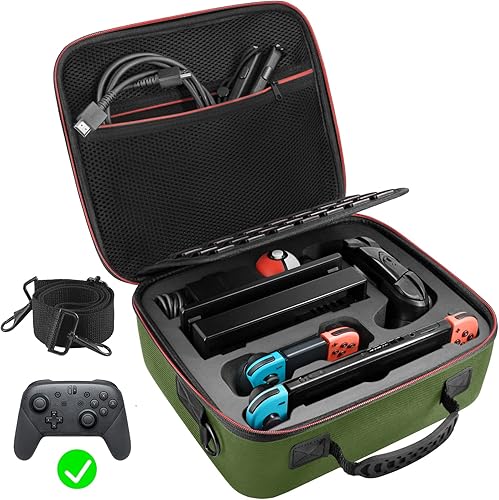 VORI Funda de transporte para Nintendo SwitchSwitch modelo OLED (2021), funda protectora rígida de almacenamiento de viaje con asa y correa para el