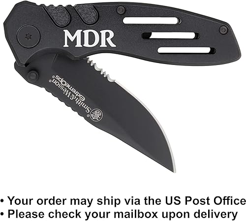 Miniatura 2 de Palmetto Wood Shop - Smith & Wesson - Navaja de bolsillo grabada, regalo para hombres, cuchillo plegable para caza, pesca, camping, transporte