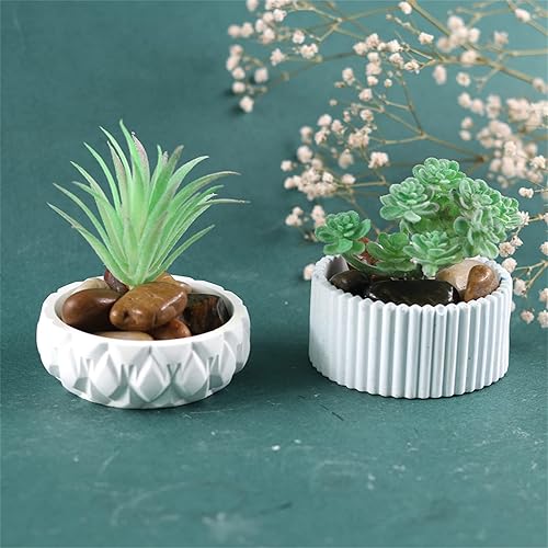 Miniatura 6 de Maceta redonda de yeso molde de silicona para suculentas, jarrón de cactus para hormigón, molde de resina epoxi para velas, caja de almacenamiento,