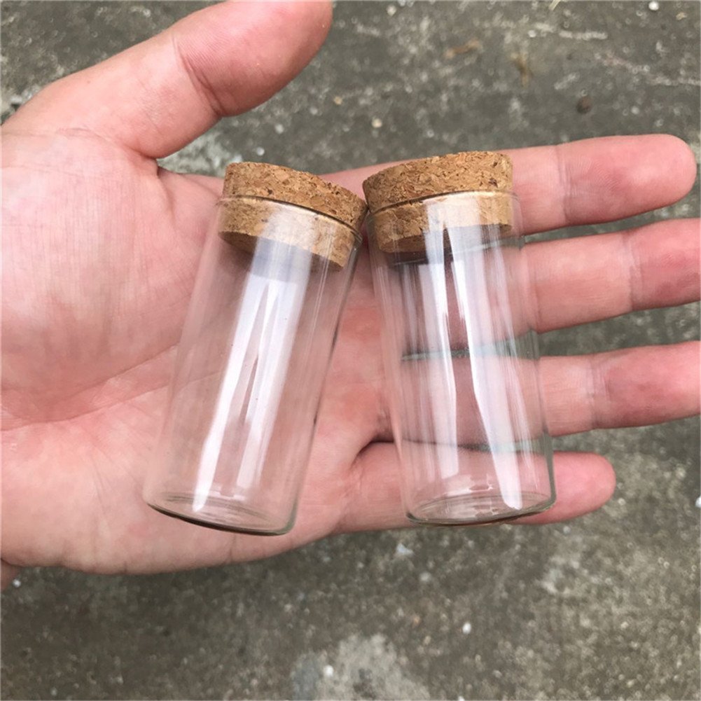 20ml Glass Tube with Wooden Cork 20cc Clear Glass Vial Transparent Jar Cork Tube Bottles 12pcs (12, 20ml-30x50mm)