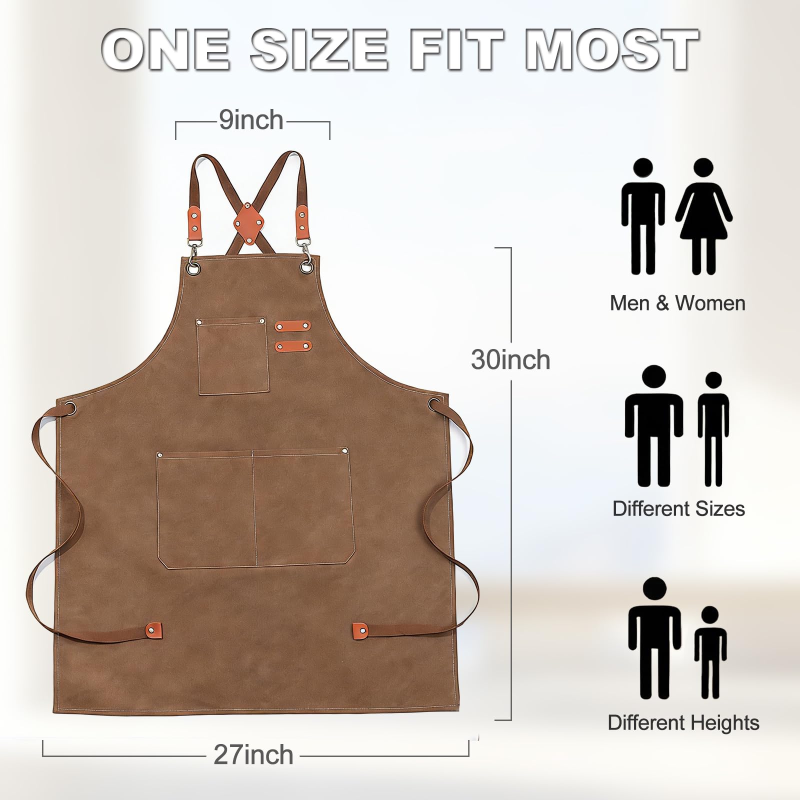 Chef Apron for Men & Women Adjustable， Waterproof Apron with Pocket，Kitchen Cooking Aprons for BBQ，Baking ，Coffee House& Restaurant