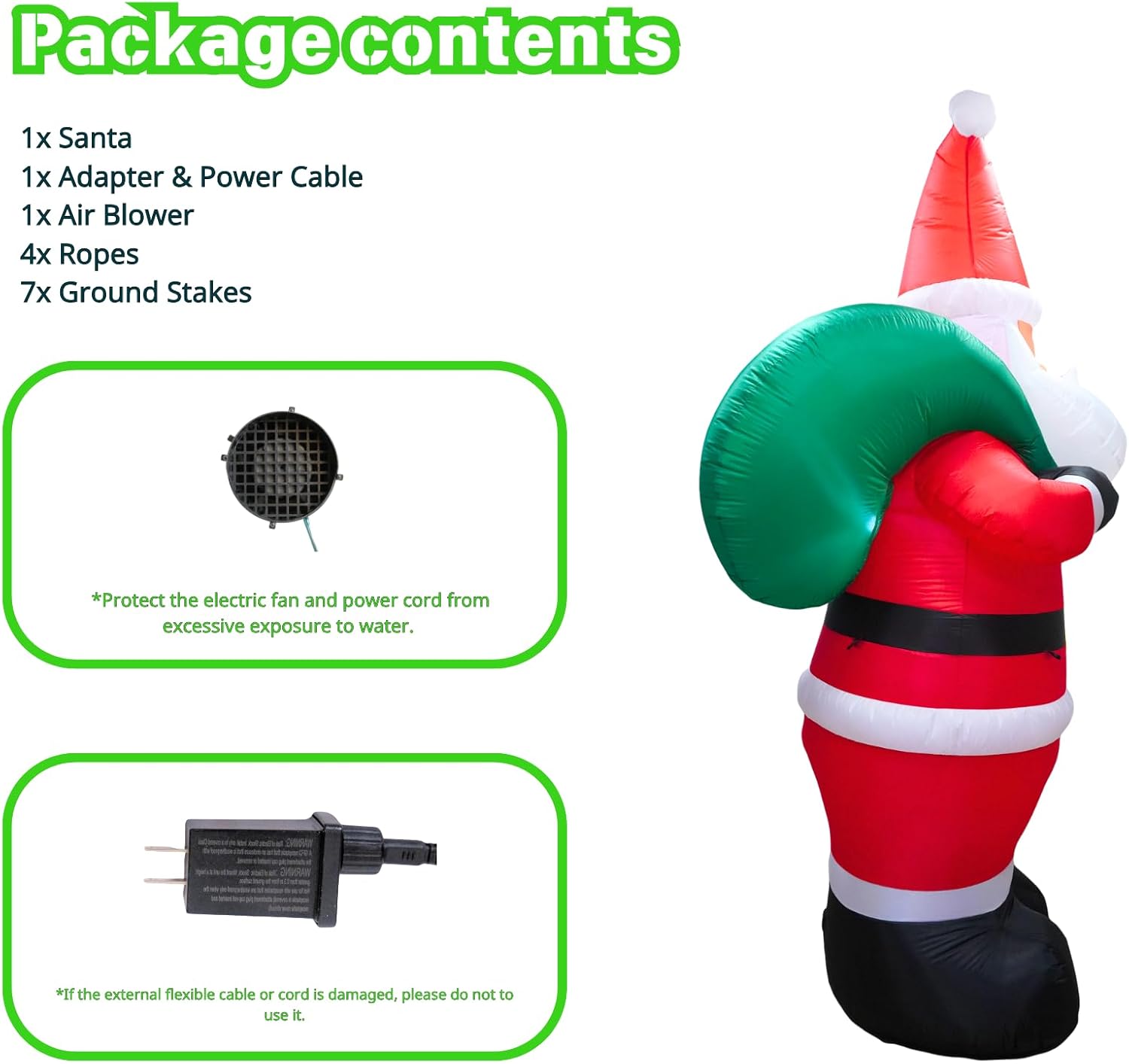 PTS 12FT Inflatable Santa Outdoor Decoration, Christmas Blow Up Yard Decorations, Built-in LED Lights Inflatables Xmas Holiday Funny Decor for Indoor Lawn Garden