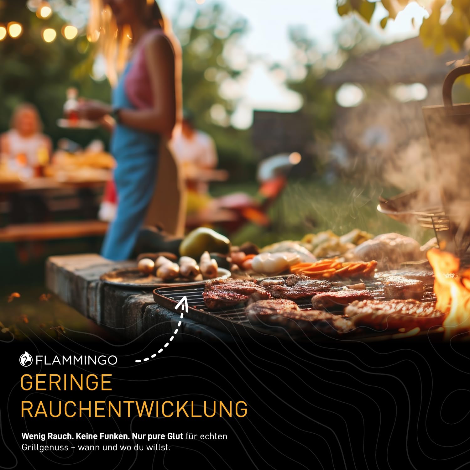 Flammingo® Grillkohle aus Hartholz – 100% Naturkohle mit Langer Brenndauer & intensivem Grillaroma – extra große Körnung – Holzkohle für Grill, Smoker & BBQ – 20kg